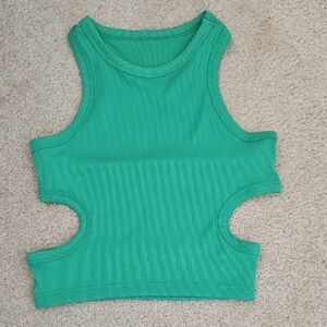 Green Ribbed Tank Top